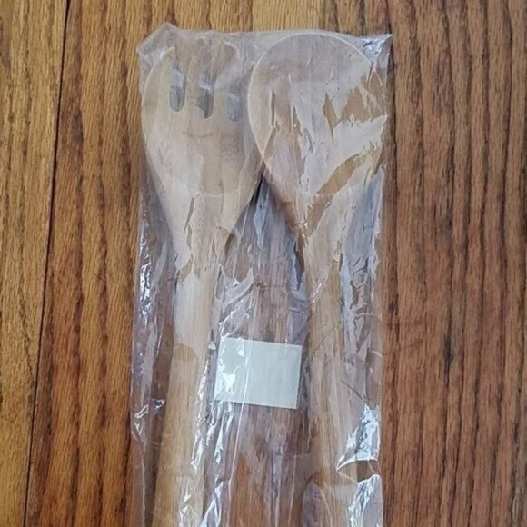 Fiestaware Fiesta Utensil Salad Servers Tongs Bamboo SUNFLOWER Yellow SPOON FORK - Picture 4 of 5